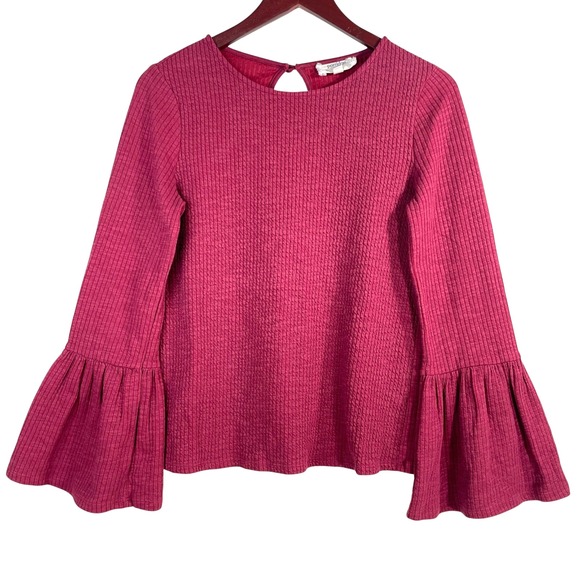 Anthropologie‎ Porridge Bell Sleeve Knit Top Small Burgundy Boho Stretch - Picture 4 of 10